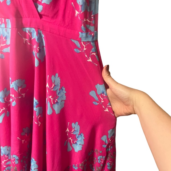Maje NWT Rushia Pink and Blue Floral Handkerchief Hem Dress Size Large - Picture 11 of 16